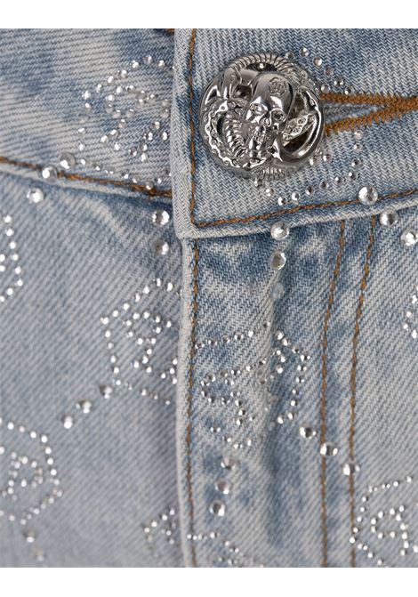 PHILIPP PLEIN Minigonna In Denim Con Motivo Monogramma Di Strass - PHILIPP PLEIN Comprane uno, ottenene uno gratis