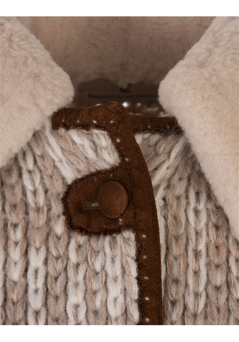 ERMANNO SCERVINO Bomber In Maglia Beige Con Colletto Shearling - ERMANNO SCERVINO Offerte speciali