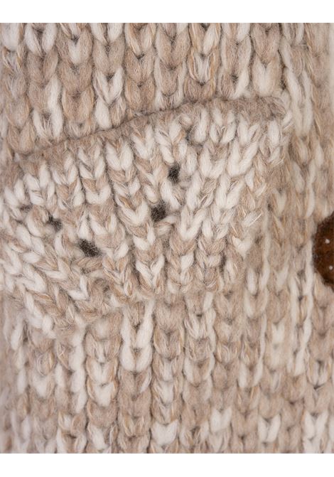 ERMANNO SCERVINO Bomber In Maglia Beige Con Colletto Shearling - ERMANNO SCERVINO Offerte speciali