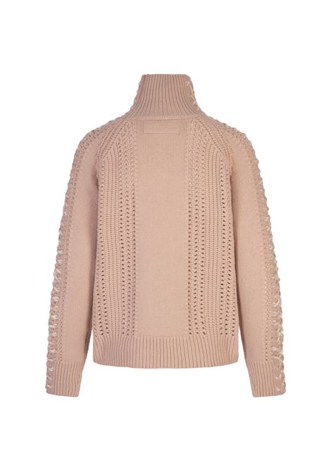 ERMANNO SCERVINO Maglia a Collo Alto Rosa Con Punto Scervino a Contrasto - ERMANNO SCERVINO Ultimi due giorni