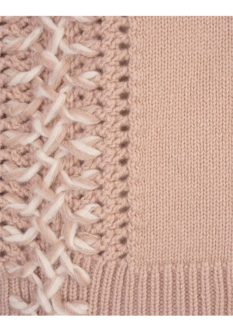 ERMANNO SCERVINO Maglia a Collo Alto Rosa Con Punto Scervino a Contrasto - ERMANNO SCERVINO Ultimi due giorni