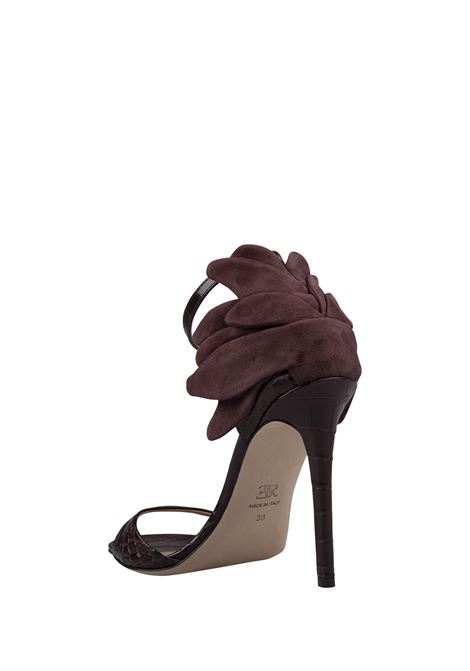 ERMANNO SCERVINO Sandali In Pelle Effetto Coccodrillo Marrone Con Dettaglio Fiore - ERMANNO SCERVINO Ultimo giorno
