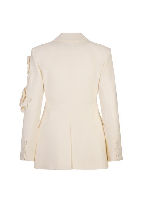 ERMANNO SCERVINO Blazer In Lana Vergine Bianca Con Applicazioni a Fiori - ERMANNO SCERVINO Fino al 50% di sconto