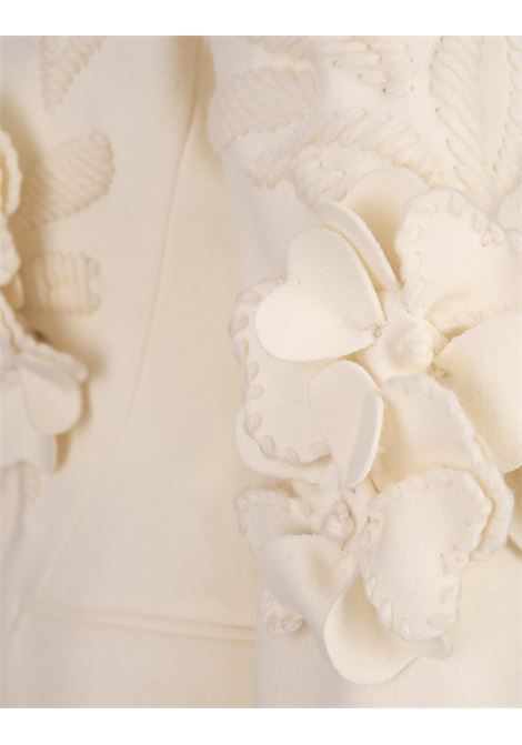 ERMANNO SCERVINO Blazer In Lana Vergine Bianca Con Applicazioni a Fiori - ERMANNO SCERVINO Fino al 50% di sconto