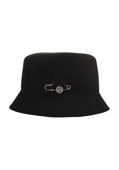 ERMANNO SCERVINO Cappello Bucket In Lana Nera Con Spilla - ERMANNO SCERVINO Fino al 60% di sconto