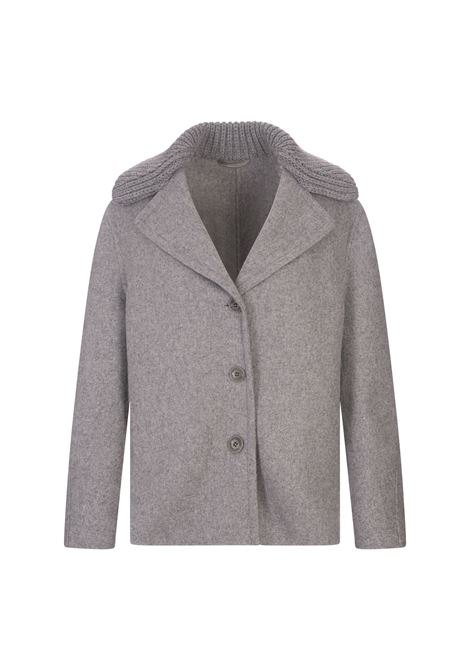 ERMANNO SCERVINO Cappotto In Panno Grigio Con Collo In Maglia - ERMANNO SCERVINO Sostegno trimestrale