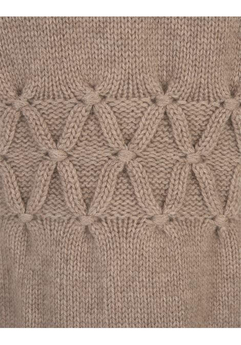 ERMANNO SCERVINO Cardigan In Cashmere Marrone Con Punto Smock - ERMANNO SCERVINO Officina