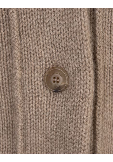 ERMANNO SCERVINO Cardigan In Cashmere Marrone Con Punto Smock - ERMANNO SCERVINO Officina