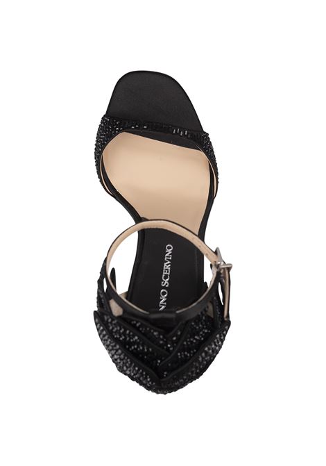 ERMANNO SCERVINO Sandali In Raso Nero Con Cristalli e Dettaglio Fiore - ERMANNO SCERVINO Sconti questo mese