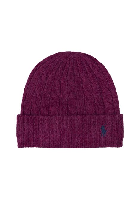 RALPH LAUREN Beanie In Lana e Cashmere a Trecce Prugna Hthr - RALPH LAUREN Qualità