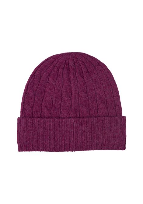 RALPH LAUREN Beanie In Lana e Cashmere a Trecce Prugna Hthr - RALPH LAUREN Qualità