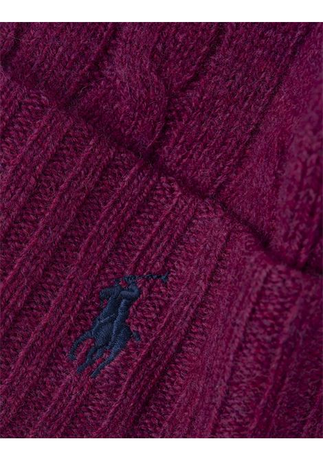 RALPH LAUREN Beanie In Lana e Cashmere a Trecce Prugna Hthr - RALPH LAUREN Qualità