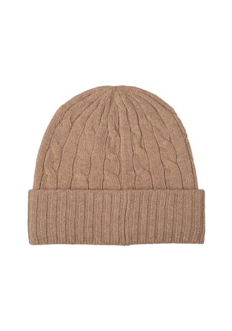RALPH LAUREN Beanie In Lana e Cashmere a Trecce Cammello - RALPH LAUREN Vendita