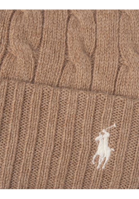 RALPH LAUREN Beanie In Lana e Cashmere a Trecce Cammello - RALPH LAUREN Vendita