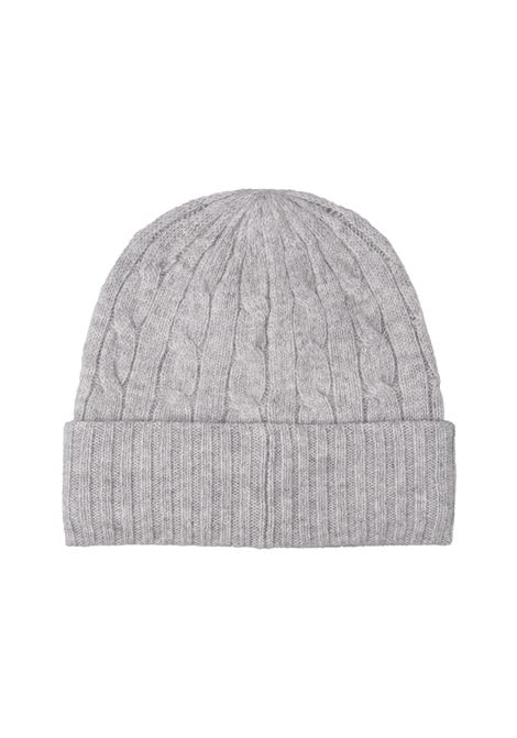 RALPH LAUREN Beanie In Lana e Cashmere a Trecce Grigio - RALPH LAUREN Spedizione Gratuita