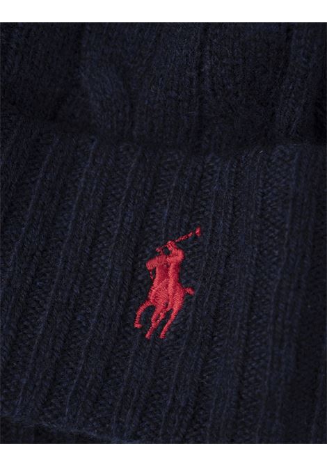 RALPH LAUREN Beanie In Lana e Cashmere a Trecce Blu Scuro - RALPH LAUREN Pezzi Unici