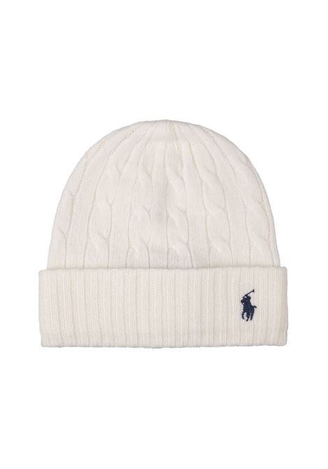 RALPH LAUREN Beanie In Lana e Cashmere a Trecce Bianco - RALPH LAUREN Soddisfazione Garantita