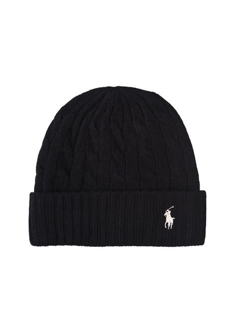RALPH LAUREN Beanie In Lana e Cashmere a Trecce Nero - RALPH LAUREN Qualità Garantita