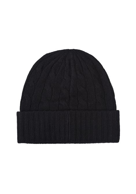 RALPH LAUREN Beanie In Lana e Cashmere a Trecce Nero - RALPH LAUREN Qualità Garantita