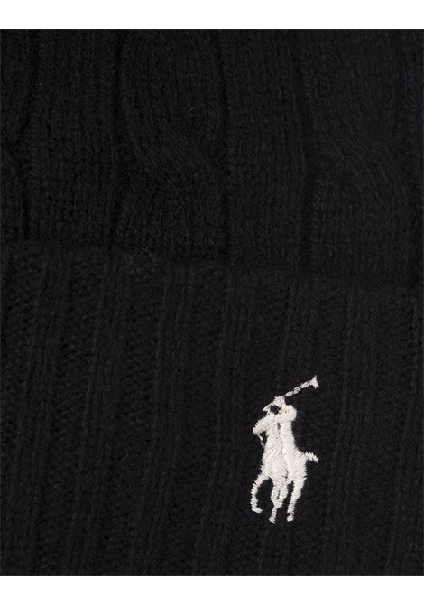 RALPH LAUREN Beanie In Lana e Cashmere a Trecce Nero - RALPH LAUREN Qualità Garantita