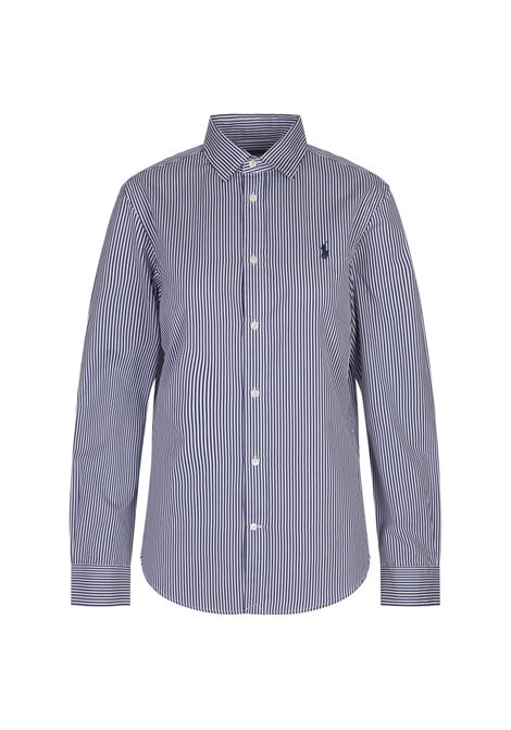 RALPH LAUREN Camicia Slim Fit In Cotone a Righe Bianco e Blu - RALPH LAUREN Consegna Veloce