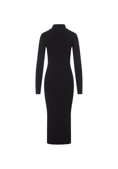 OFF-WHITE Abito Midi Aderente Nero Con Logo - OFF-WHITE Promozione Limitata