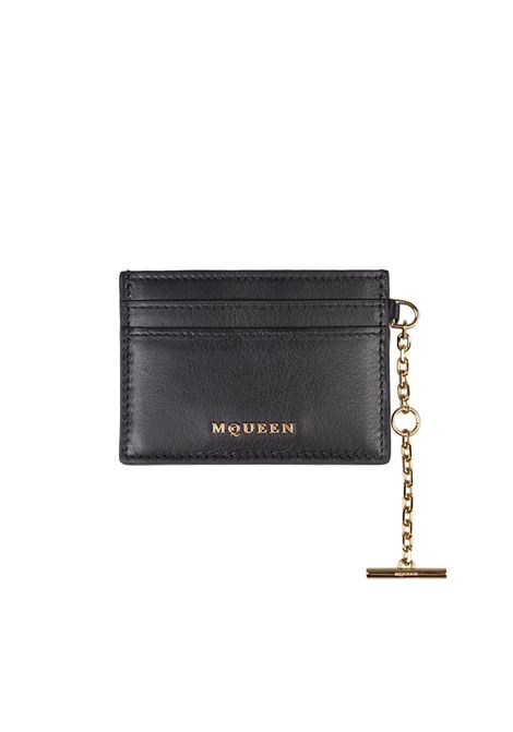 ALEXANDER MCQUEEN Portacarte Sling In Nero e Oro - ALEXANDER MCQUEEN Presa