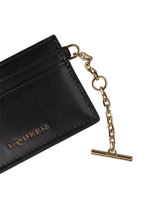 ALEXANDER MCQUEEN Portacarte Sling In Nero e Oro - ALEXANDER MCQUEEN Presa