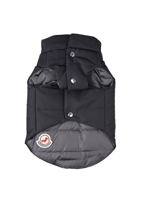 MONCLER Gilet Imbottito Per Cani In Blu e Grigio Con Motivo Logo - MONCLER Offerta