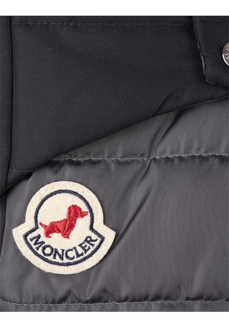 MONCLER Gilet Imbottito Per Cani In Blu e Grigio Con Motivo Logo - MONCLER Offerta