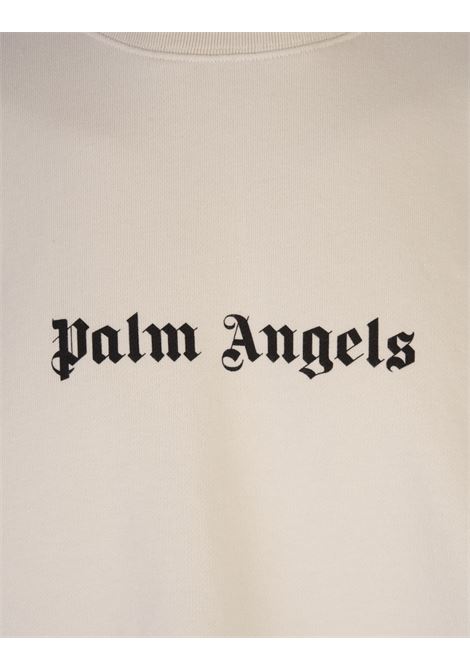 PALM ANGELS Felpa Girocollo Bianca Con Logo a Contrasto - PALM ANGELS Offerta speciale