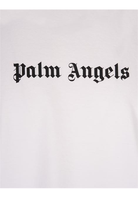 PALM ANGELS T-Shirt Bianca Con Logo Frontale a Contrasto - PALM ANGELS Cyber Monday