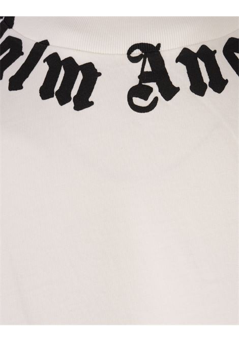 PALM ANGELS T-Shirt Bianca Con Logo Sullo Scollo - PALM ANGELS Offerta per la Festa della Mamma