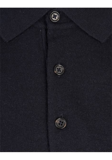 BOSS Maglione Regular Fit Stile Polo Blu Scuro In Seta Lana e Cashmere - BOSS Latest fashion