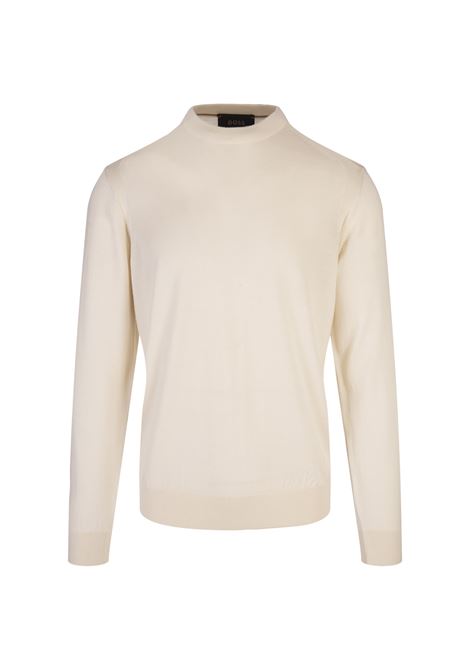 BOSS Maglione Regular Fit Neutro In Seta Lana e Cashmere - BOSS Online Outlet