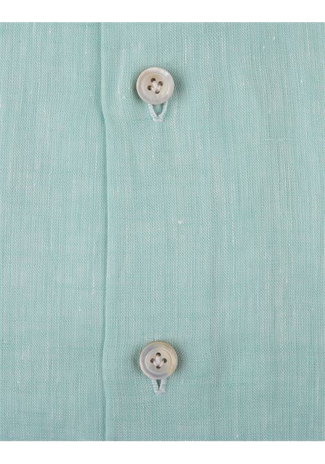 KITON Camicia Classica In Lino Verde Acqua - KITON Comprane uno, ottenene uno gratis