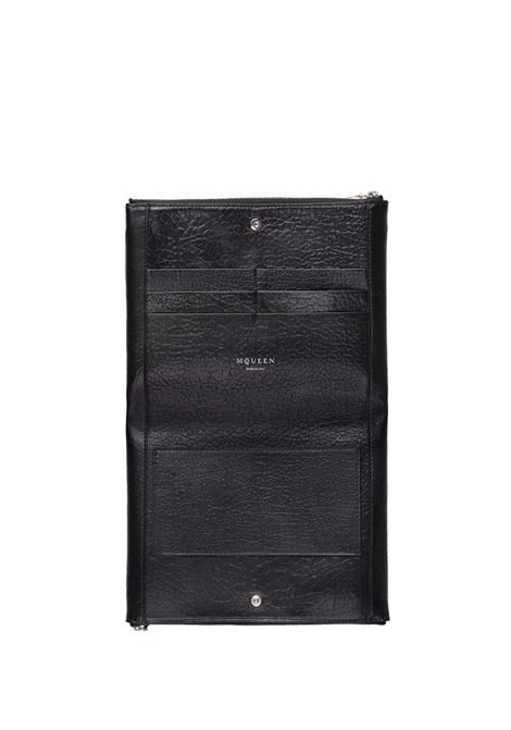 ALEXANDER MCQUEEN Pochette In Pelle Martellata Nera Con Logo - ALEXANDER MCQUEEN ACQUISTA ORA