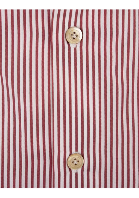 KITON Camicia In Popeline a Righe Bianche e Rosse - KITON 50% di sconto per tempo limitato