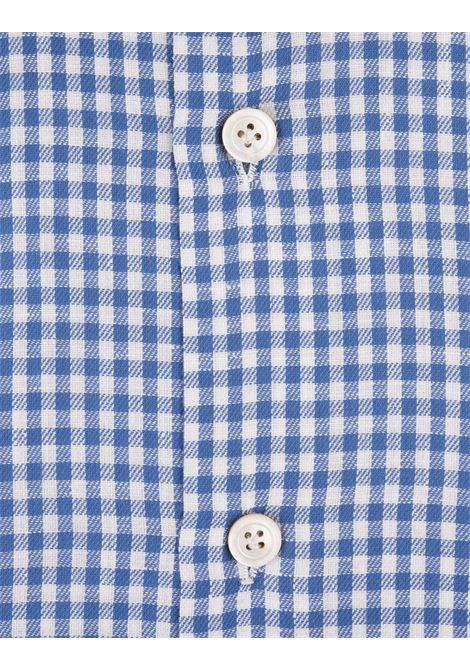 KITON Camicia In Popeline a Quadretti Bianca e Blu - KITON 2025