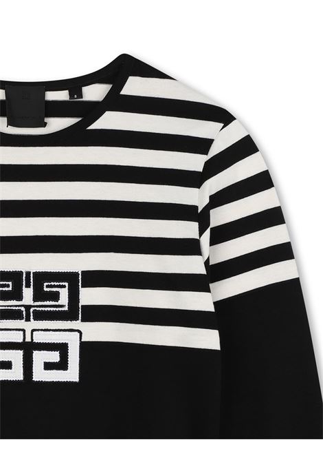 GIVENCHY KIDS T-Shirt a Maniche Lunghe Nera Con Motivo 4G e Motivo a Righe - GIVENCHY KIDS In Linea