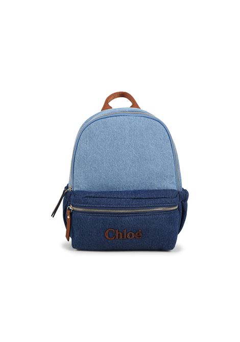 CHLOÉ KIDS Zaino In Denim Blu Con Logo - CHLOÉ KIDS Qualità Garantita
