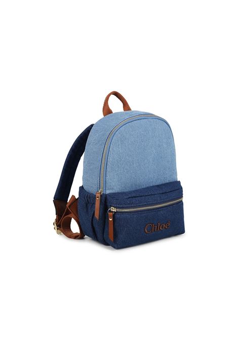 CHLOÉ KIDS Zaino In Denim Blu Con Logo - CHLOÉ KIDS Qualità Garantita