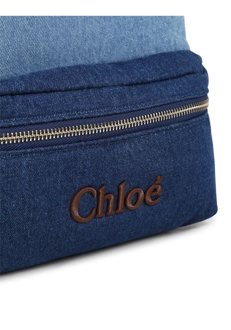 CHLOÉ KIDS Zaino In Denim Blu Con Logo - CHLOÉ KIDS Qualità Garantita