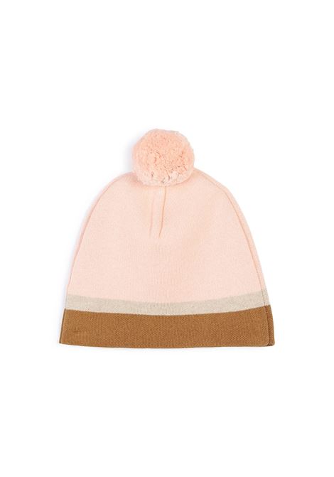 CHLOÉ KIDS Berretto In Maglia Washed Pink Con Logo e Pompon - CHLOÉ KIDS Negozi Online