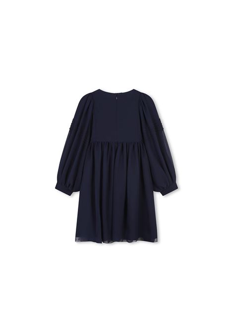 CHLOÉ KIDS Abito In Crepe Di Seta Blu Navy - CHLOÉ KIDS Novità