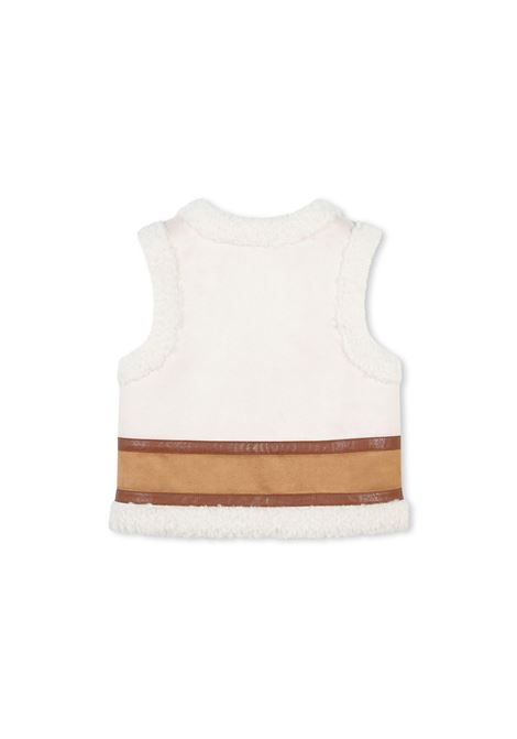 CHLOÉ KIDS Gilet Bianco e Chocolate Brown Con Effetto Shearling - CHLOÉ KIDS Sconto