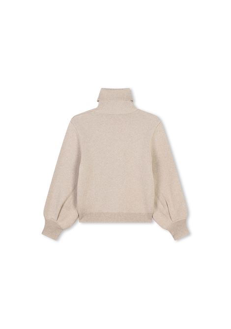 CHLOÉ KIDS Maglia a Collo Alto Beige Marl Con Ricami - CHLOÉ KIDS Online