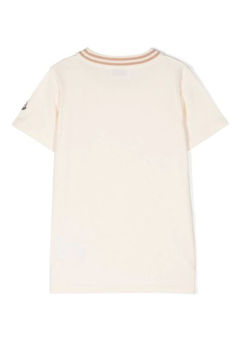 MONCLER ENFANT T-Shirt Bianca Con Logo Ricamato - MONCLER ENFANT Vendita Calda