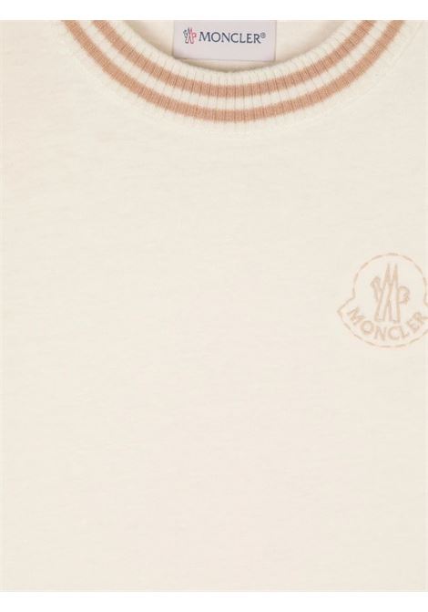 MONCLER ENFANT T-Shirt Bianca Con Logo Ricamato - MONCLER ENFANT Vendita Calda