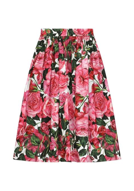 DOLCE & GABBANA KIDS Gonna Lunga Con Stampa Rose Rosa - DOLCE & GABBANA KIDS Vendite Flash